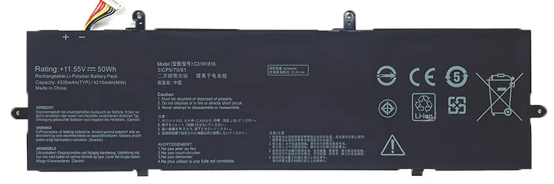 Baterai laptop penggantian untuk ASUS ZenBook-Flip-13-UX362FA-2B Baterai laptop penggantian untuk ASUS ZenBook-Flip-13-UX362FA-2B