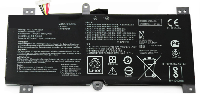 PC batteri Erstatning for Asus C41N1731 