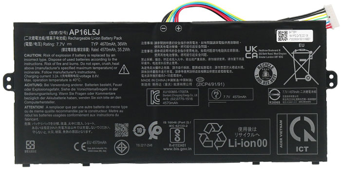 Baterai laptop penggantian untuk ACER AP16L5J Baterai laptop penggantian untuk ACER AP16L5J