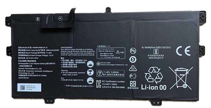 bateria do portátil substituição para HUAWEI MateBook-X-2020-EUL-W19P 