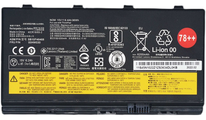 PC batteri Erstatning for lenovo SB10F46468 