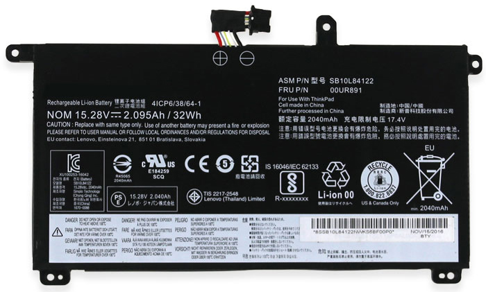 Baterai laptop penggantian untuk lenovo SB10L84121 