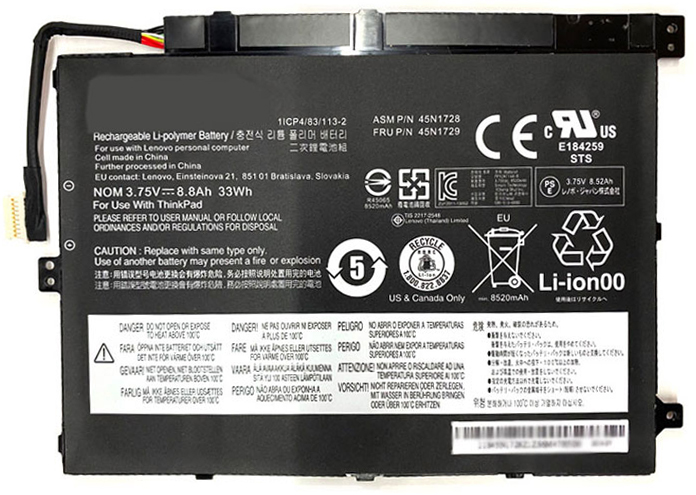 bateria do portátil substituição para Lenovo 45N1728 
