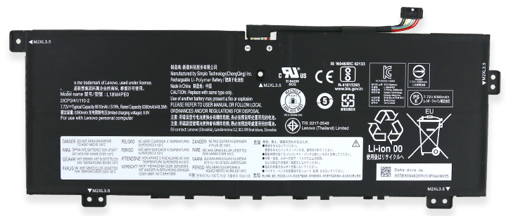 PC batteri Erstatning for LENOVO Yoga-C740-14IML-81TC006VGE 